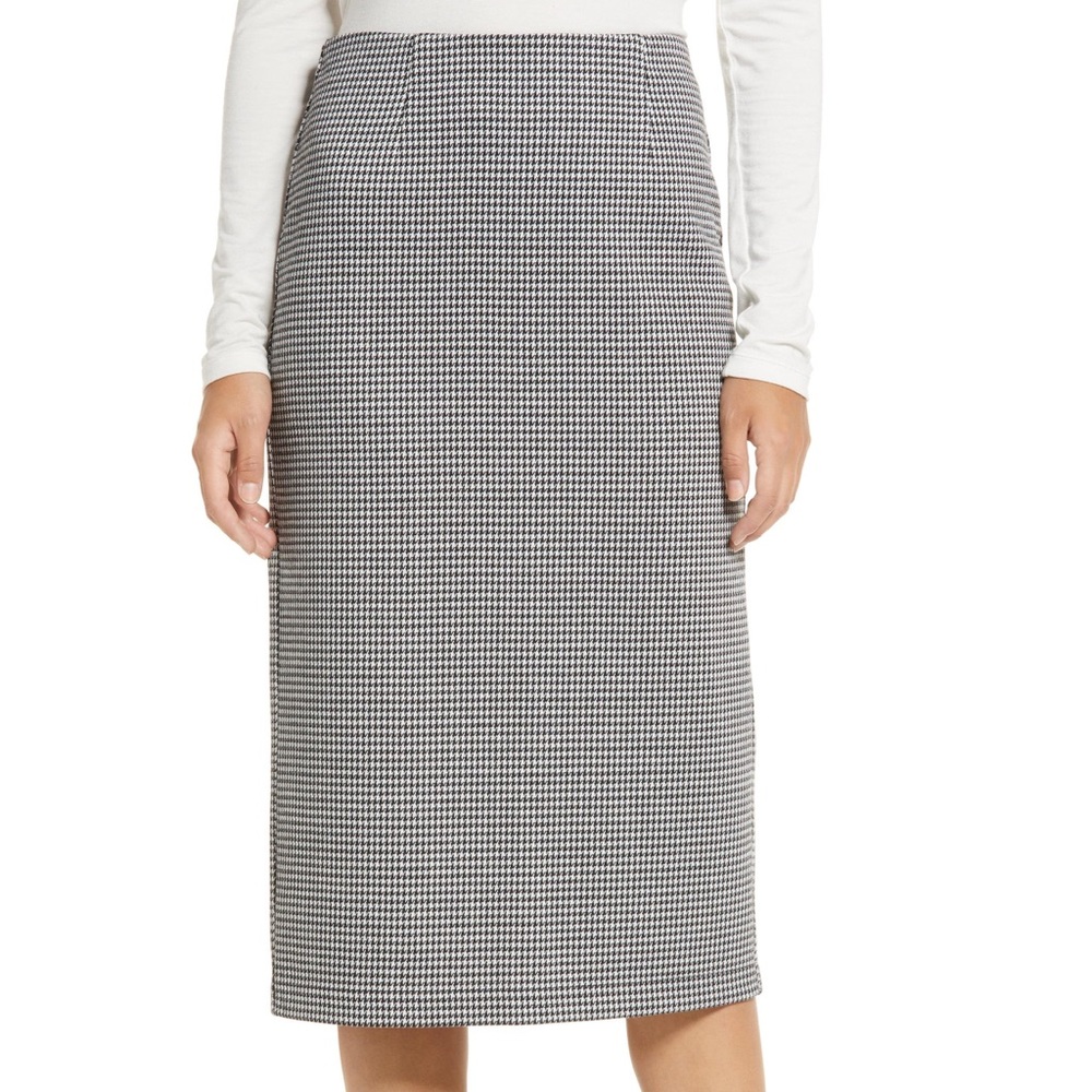 Halogen midi houndstooth skirt